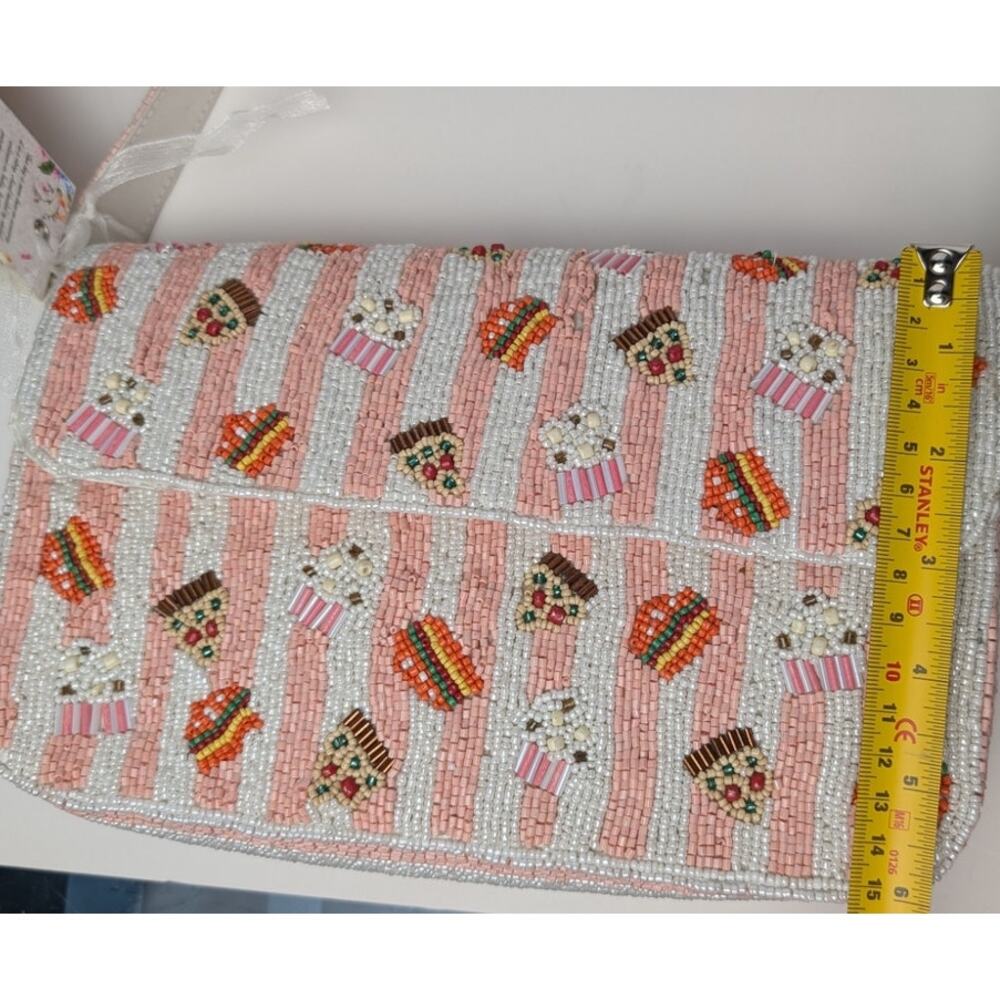 Bear Charm Y2K Beaded Food Shoulder Bag NEW W TAGS Feminine Viral Made in India - Picture 13 of 14